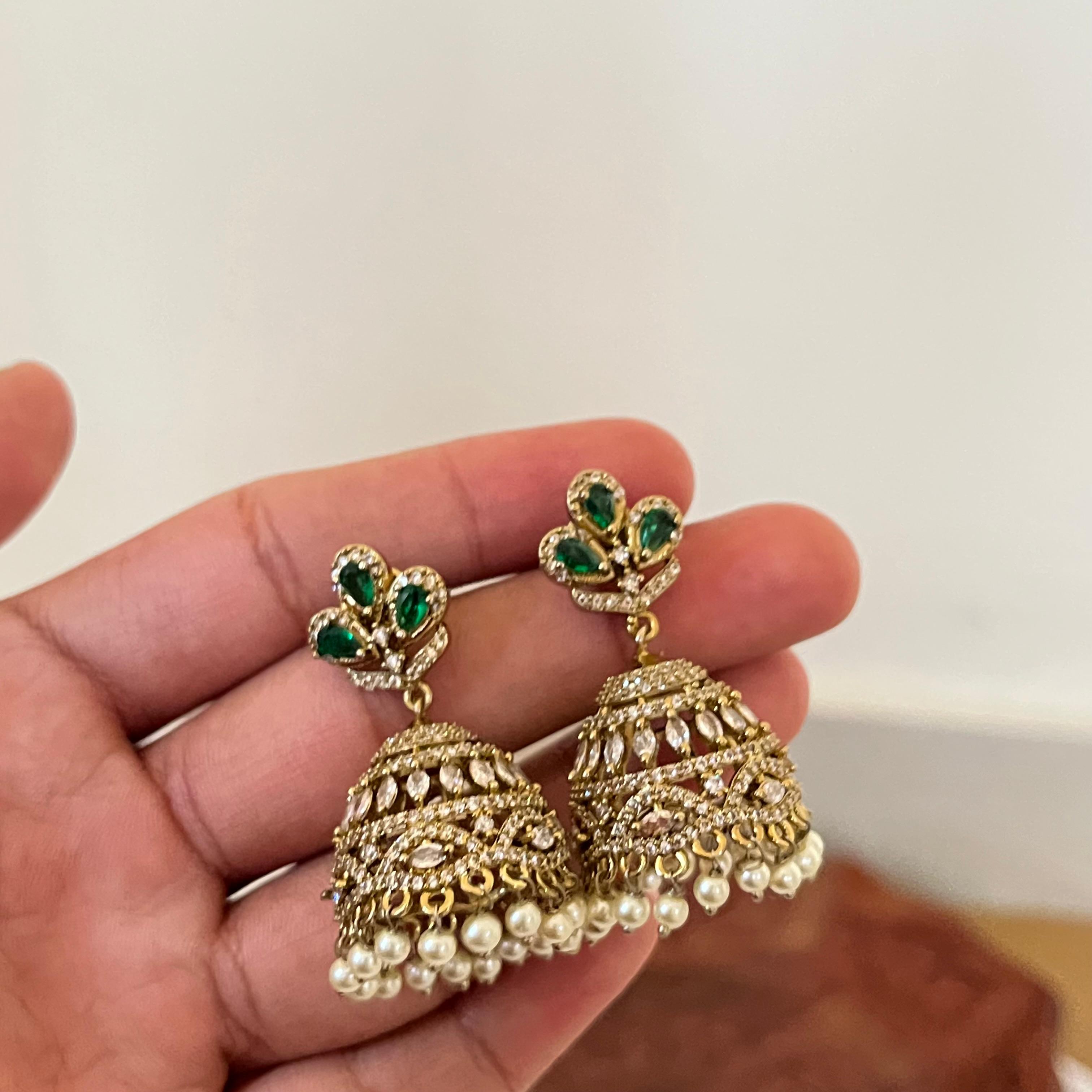 Victorian Crystal Pearl Jhumka VJ04