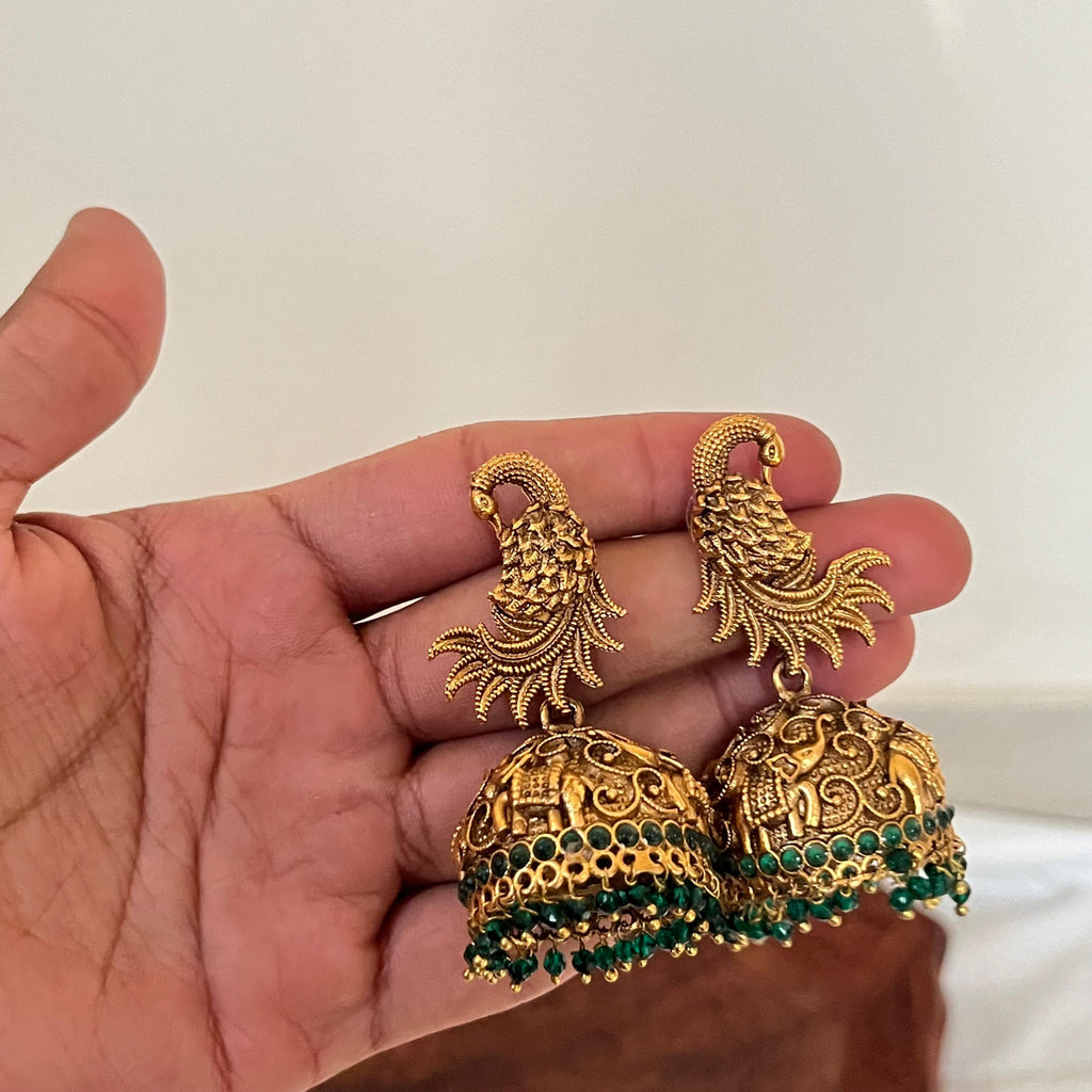 Antique Peacock Elephant Jhumka AJ10