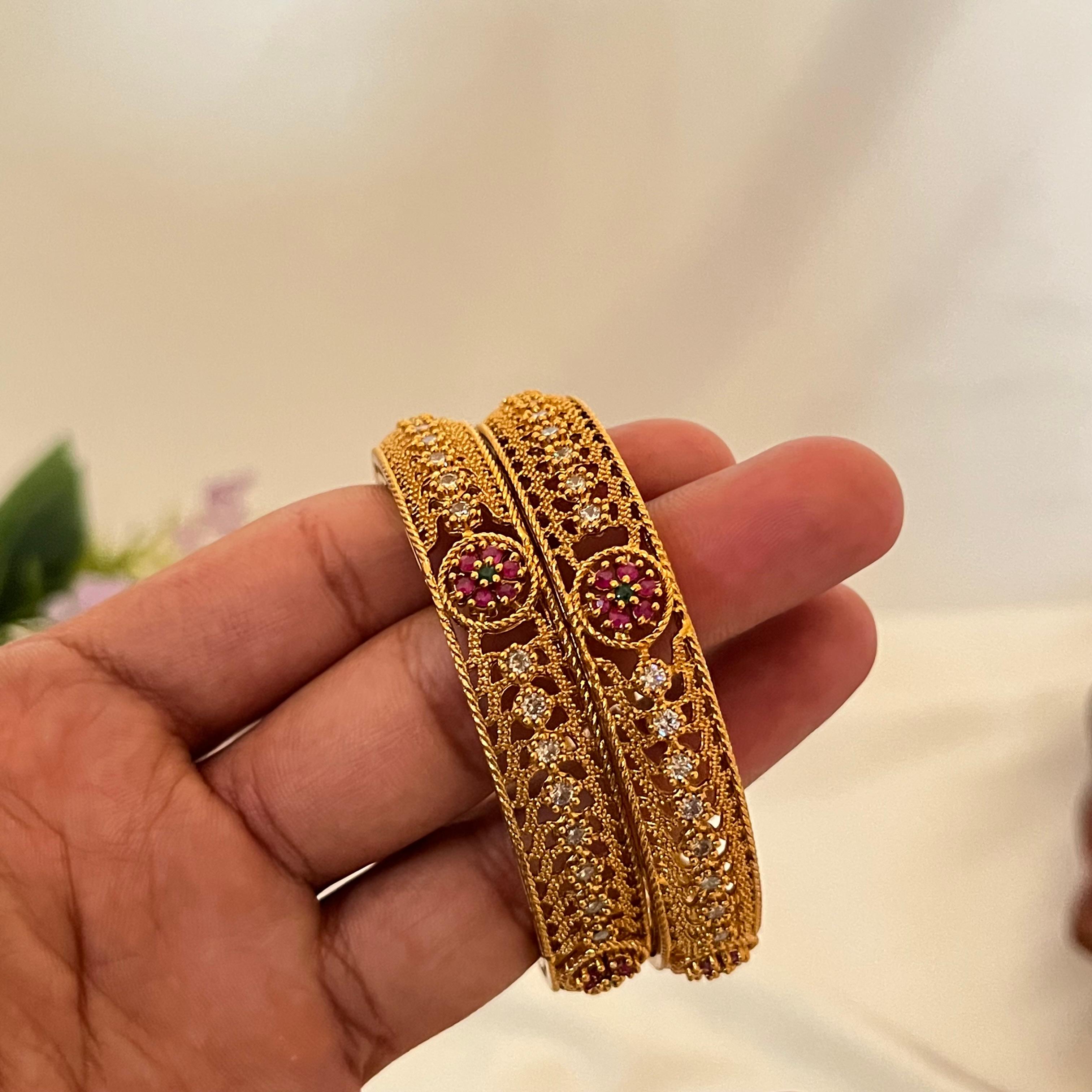 Floral Antique AD Bangles AB04