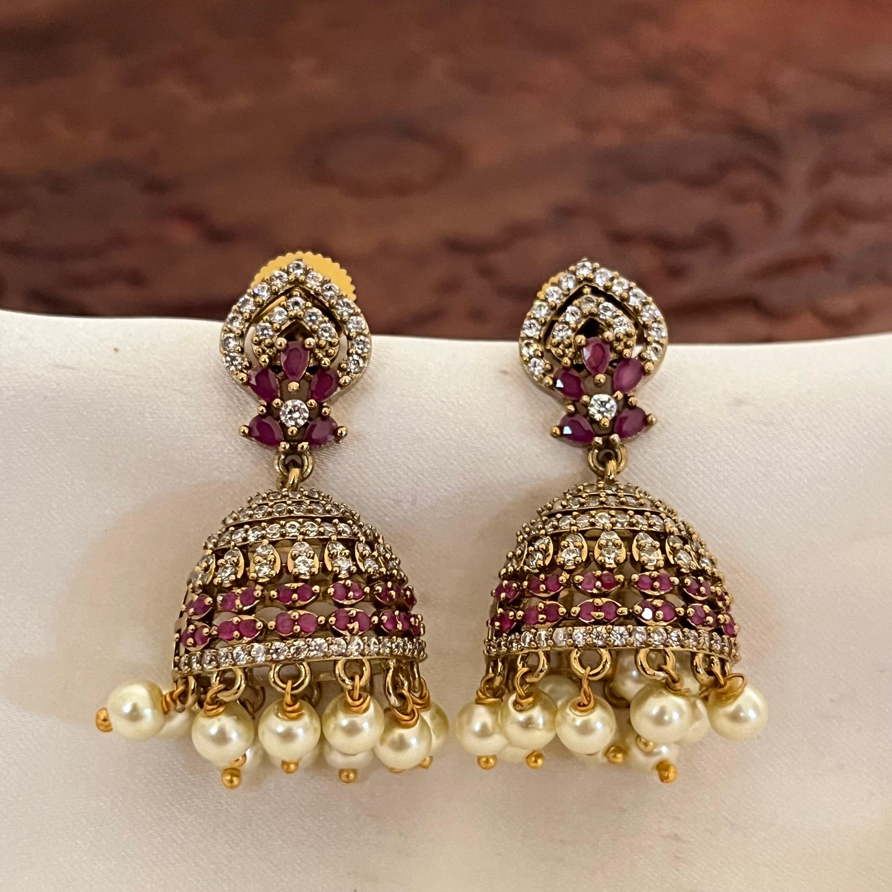 Victorian CZ Pearl Jhumka VJ01