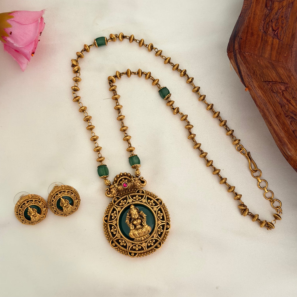 Lakshmi Green Pendant AN141 Anvika Jewels