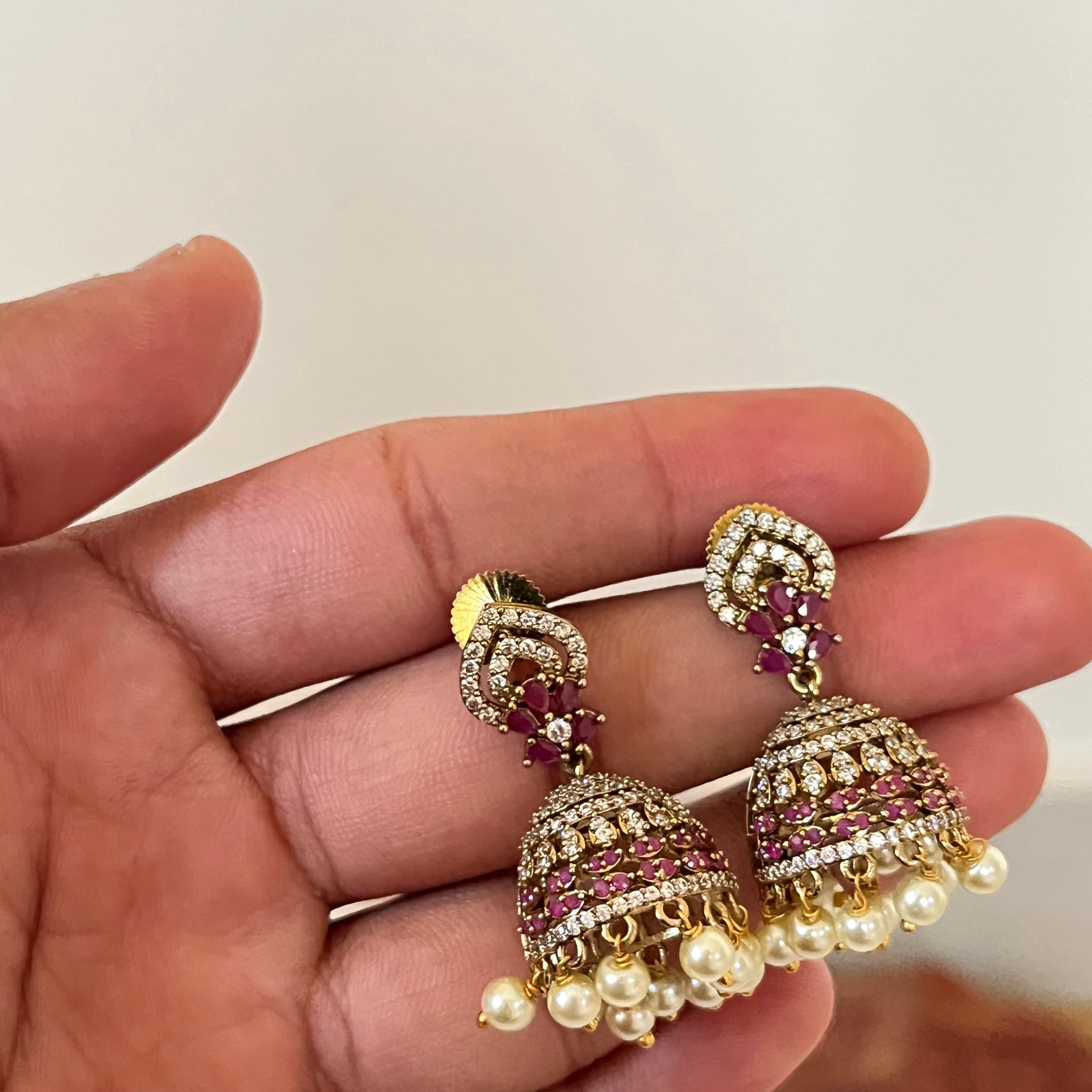Victorian CZ Pearl Jhumka VJ01