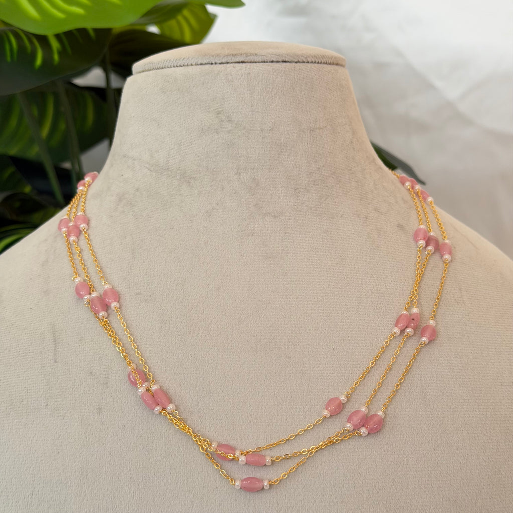 Pink Beaded Necklace AN186 Anvika Jewels