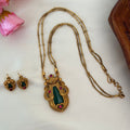 Antique Green Stone Pendant AN140 Anvika Jewels