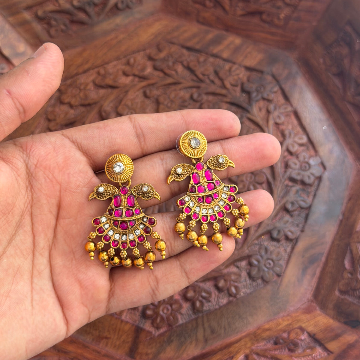 Ruby Stone Gandaberunda Pendant AN275 Anvika Jewels