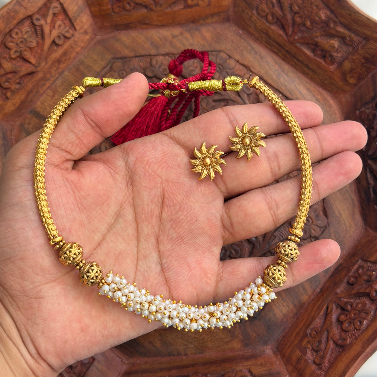 White Pearl Choker AN279 Anvika Jewels