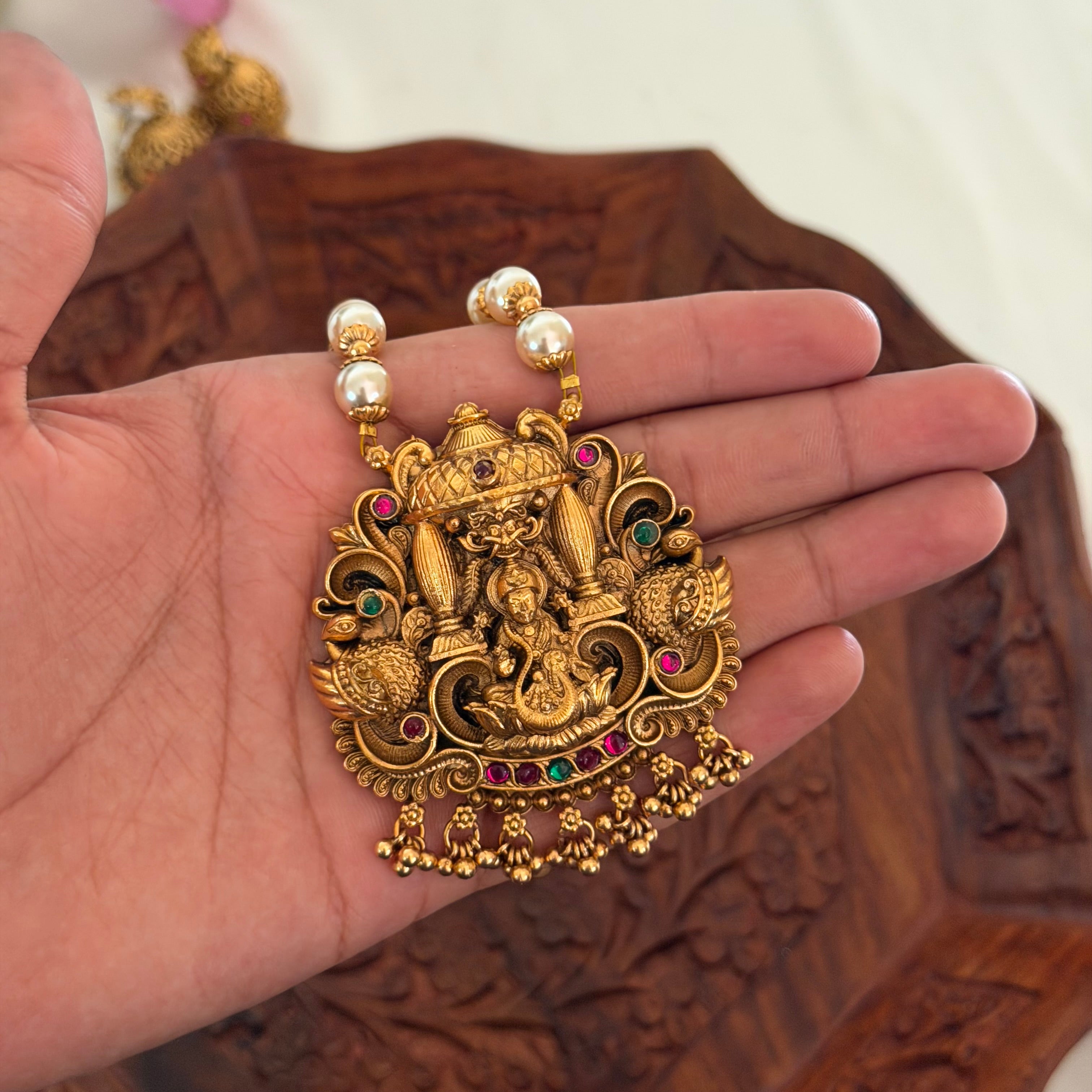Lakshmi Beaded Pendant AN179 Anvika Jewels