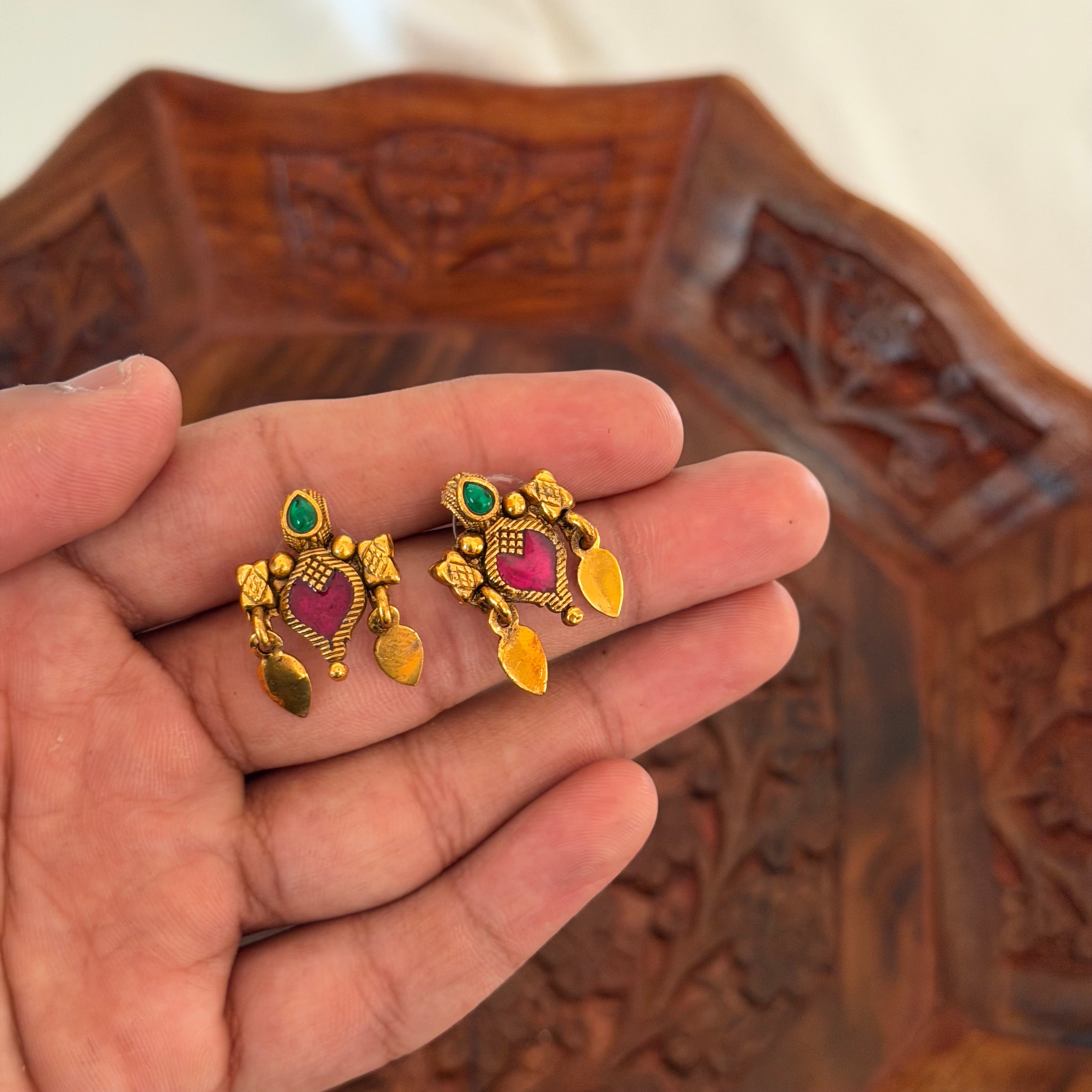 Ruby Palakka Elakkathali Necklace AN193 Anvika Jewels