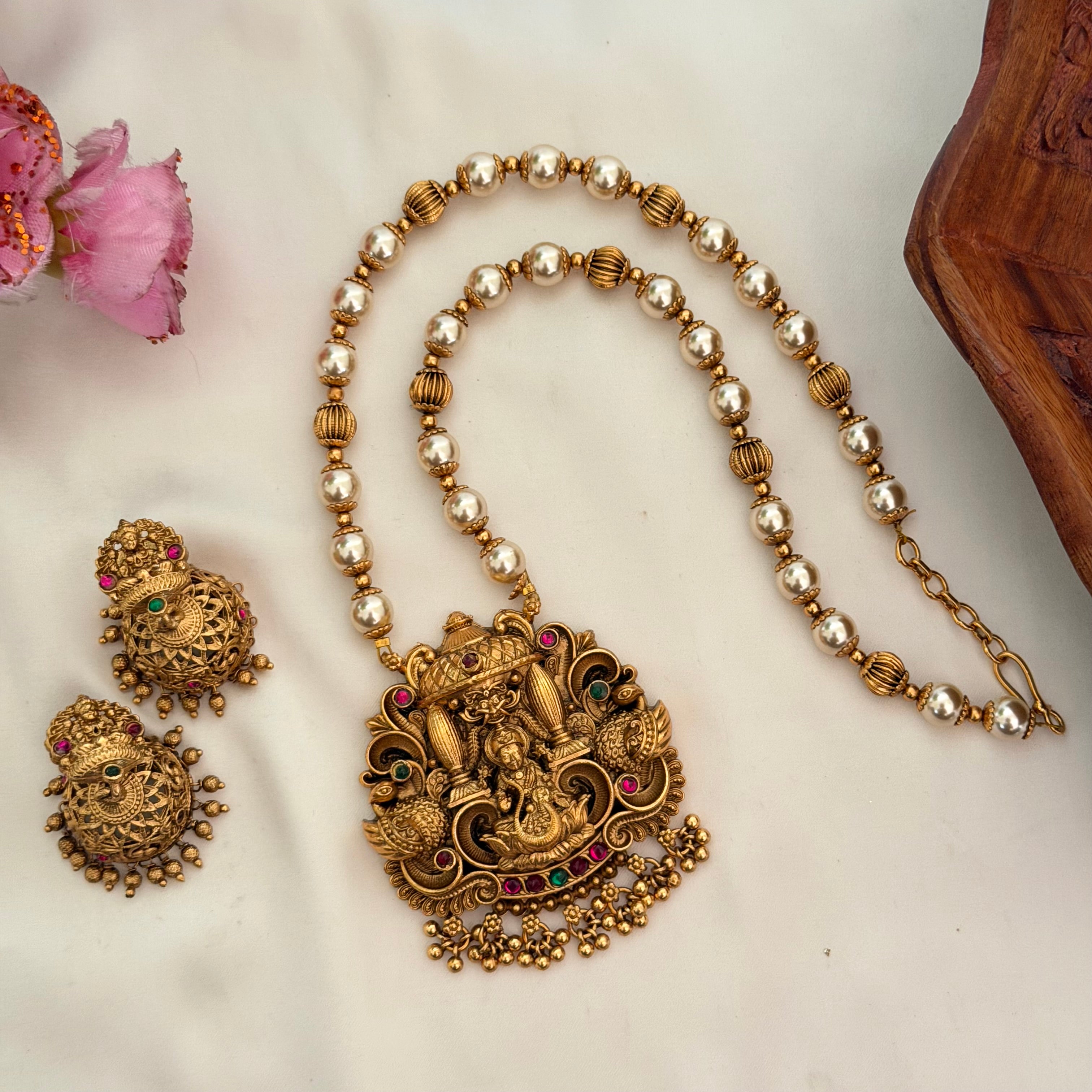 Lakshmi Beaded Pendant AN179 Anvika Jewels