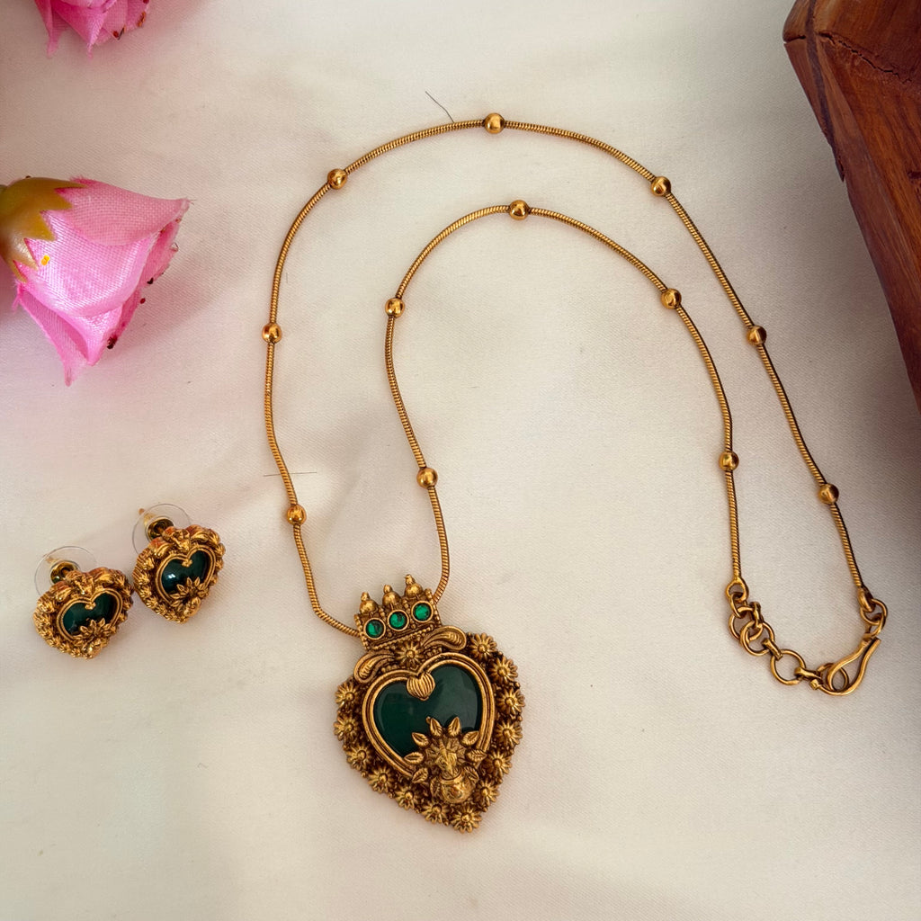 Heart Stone Pendant AN144 Anvika Jewels