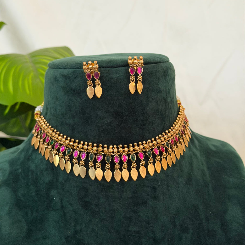 Multi Colour Elakkathali Necklace AN206 Anvika Jewels
