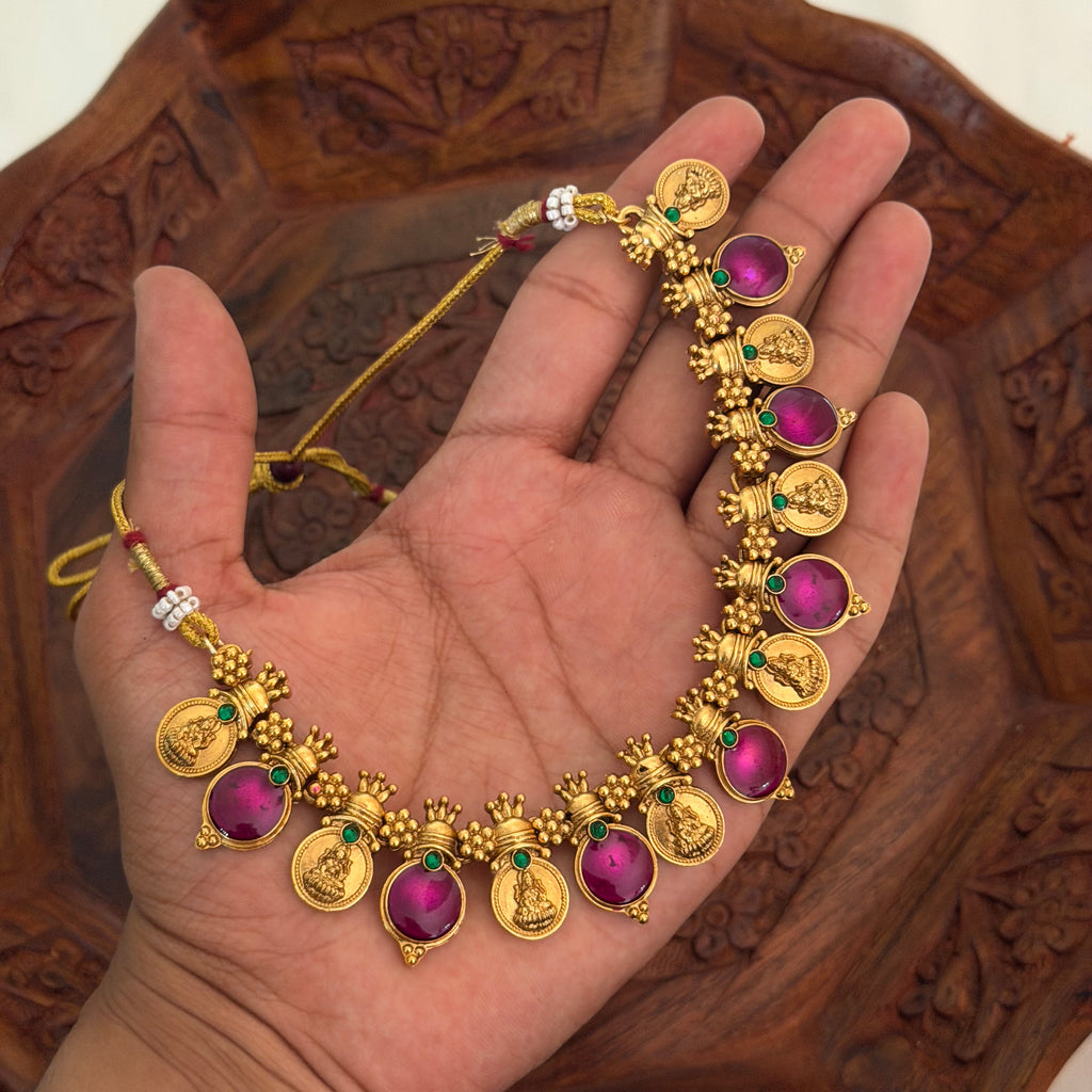 Purple Palakka Coin Necklace AN202 Anvika Jewels