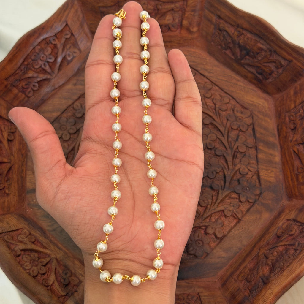 White Beaded Necklace AN184 Anvika Jewels