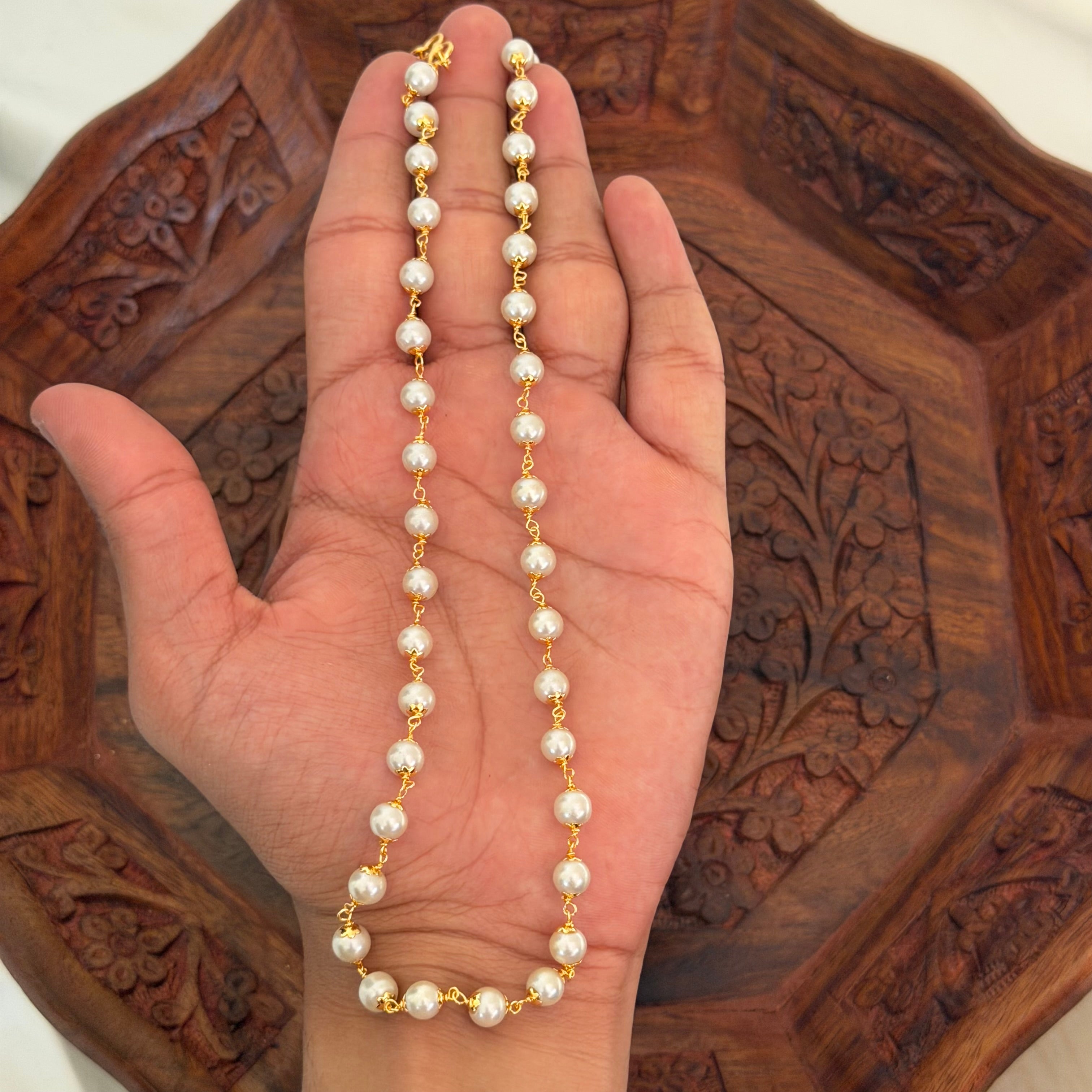 White Beaded Necklace AN184 Anvika Jewels