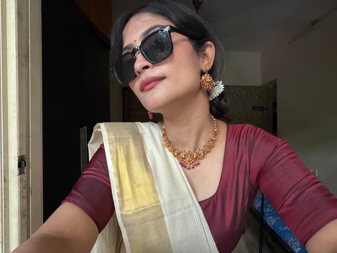 Dual Tone Lakshmi Temple Necklace AN41 Anvika Jewels