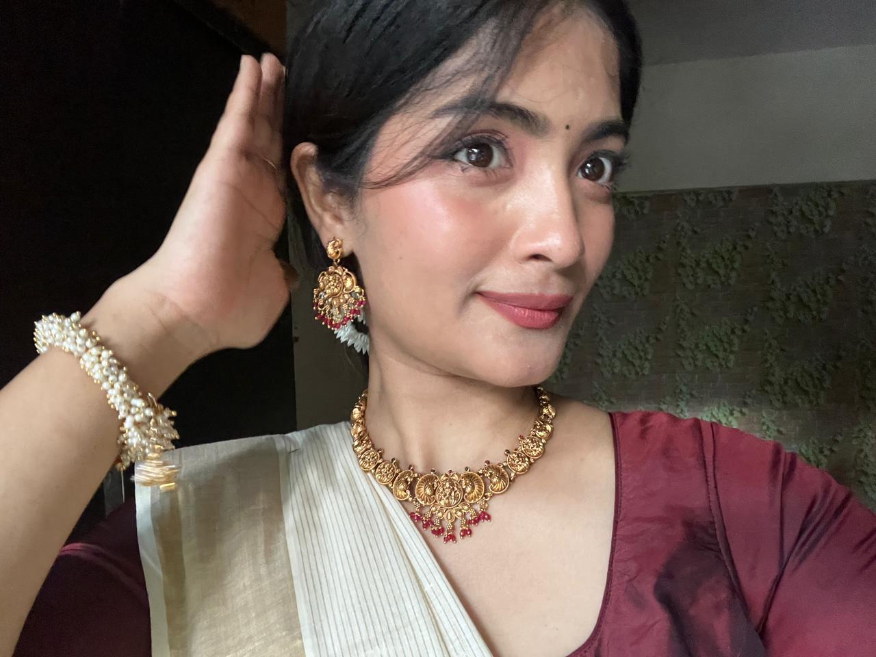 Dual Tone Lakshmi Temple Necklace AN41 Anvika Jewels