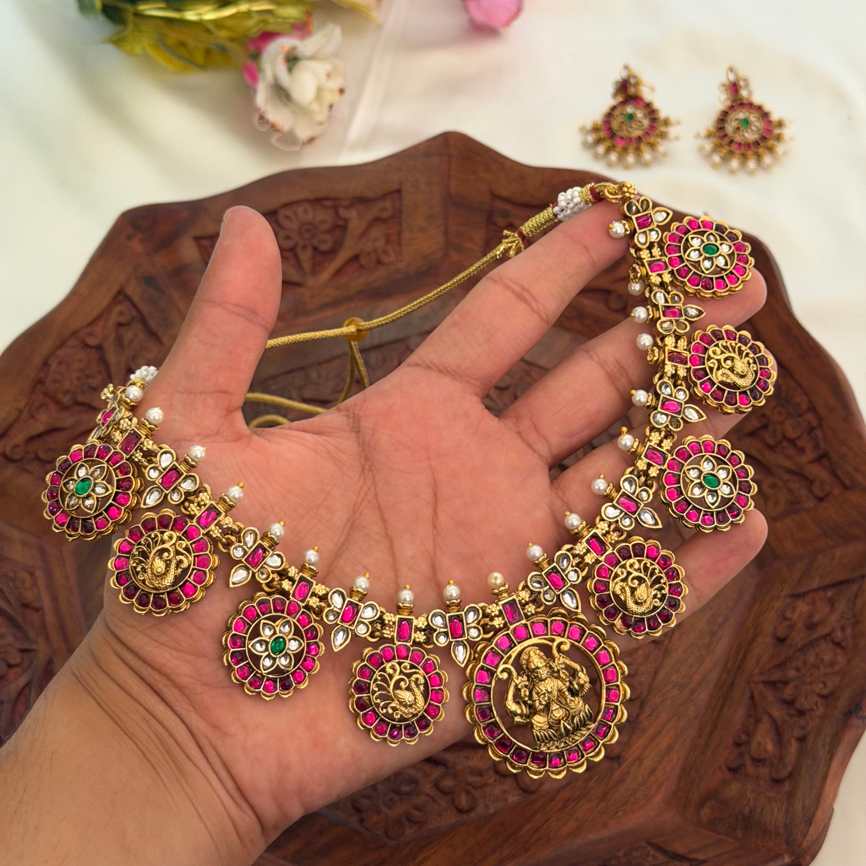 Ruby Kundan Lakshmi Necklace AN171 Anvika Jewels