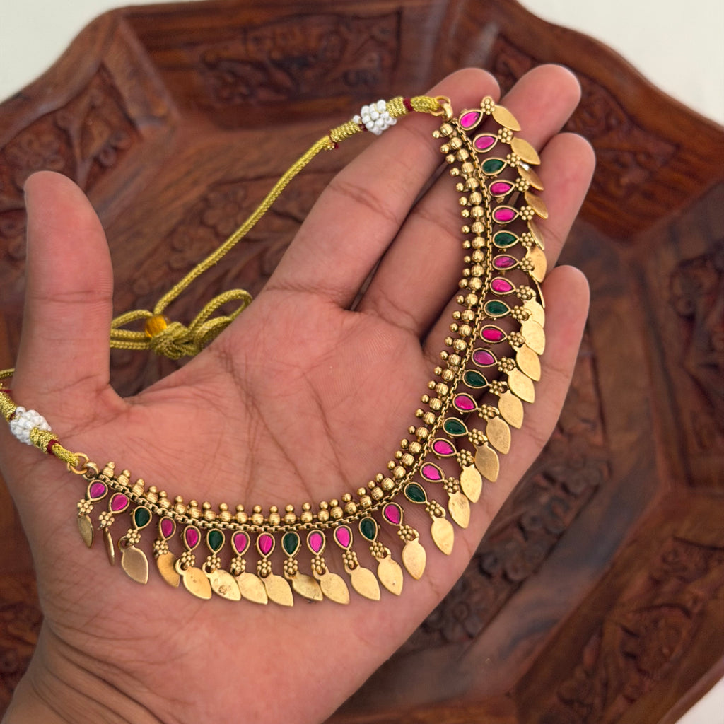 Multi Colour Elakkathali Necklace AN206 Anvika Jewels