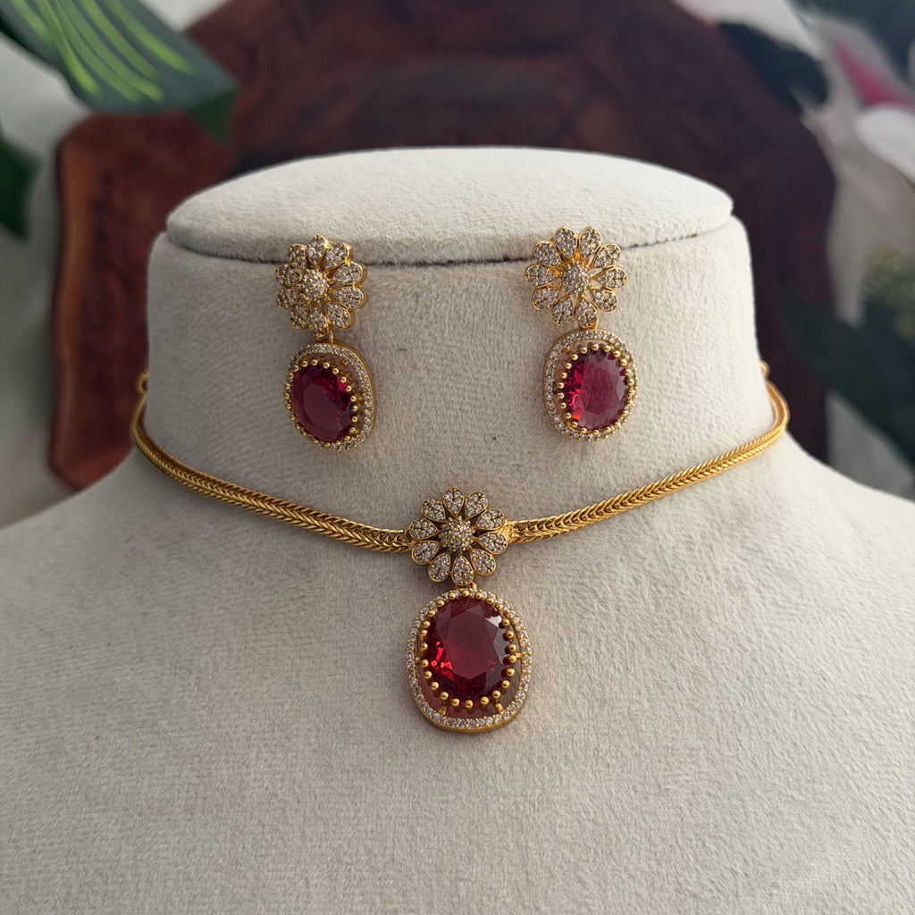Ruby Stone Necklace VN15 Anvika Jewels