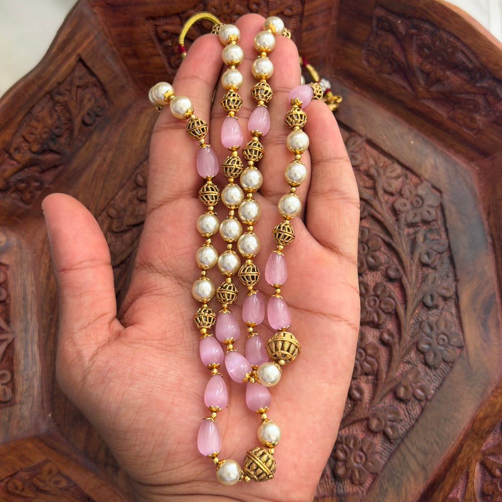 Double Layer Pink Beads Necklace AN272 Anvika Jewels
