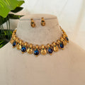 Blue Palakka Coin Necklace AN201 Anvika Jewels