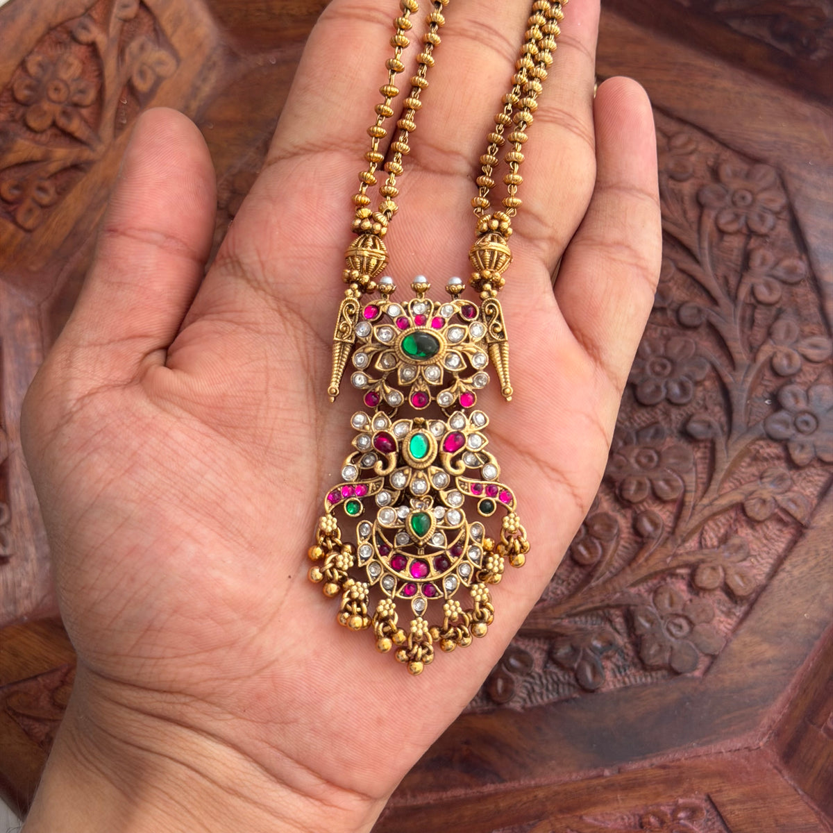 Double Chain Premium Pendant AN276 Anvika Jewels