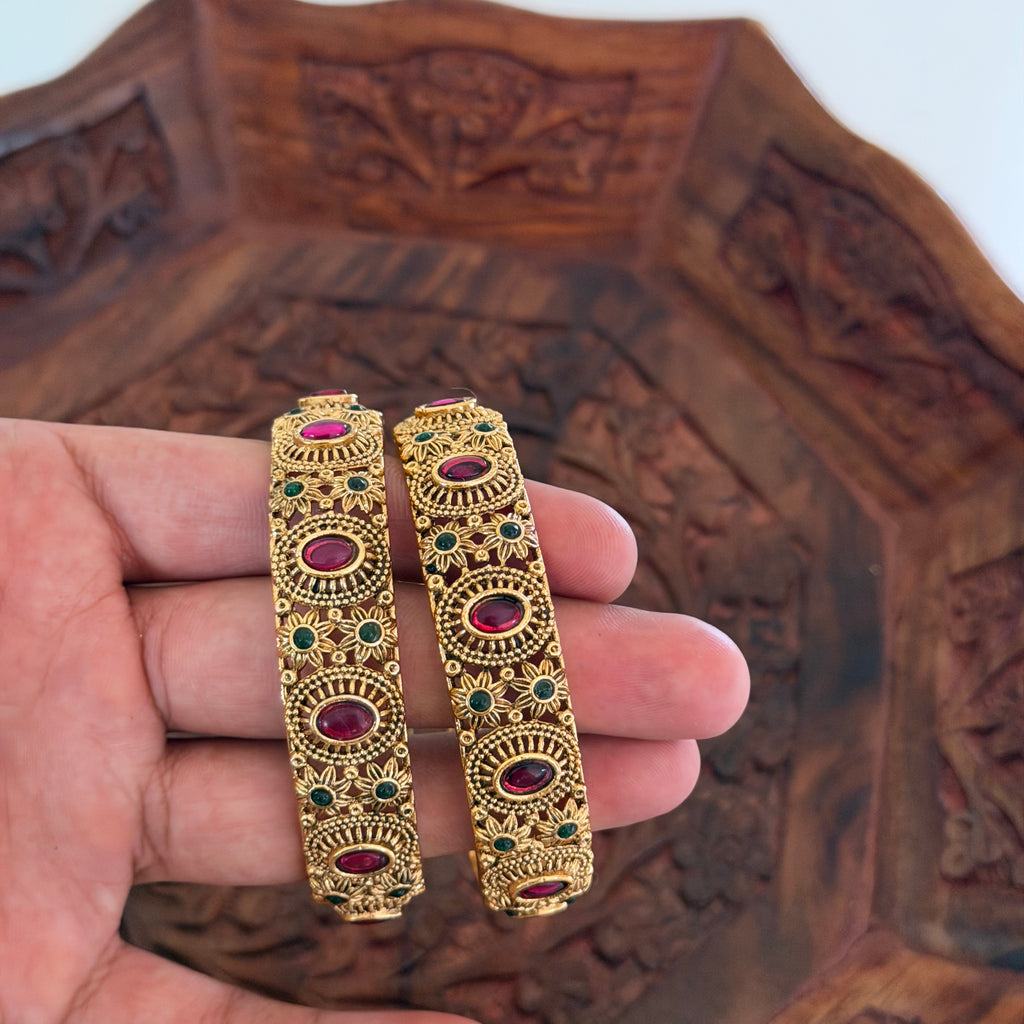 Antique Ruby Green Bangles AB18 Anvika Jewels