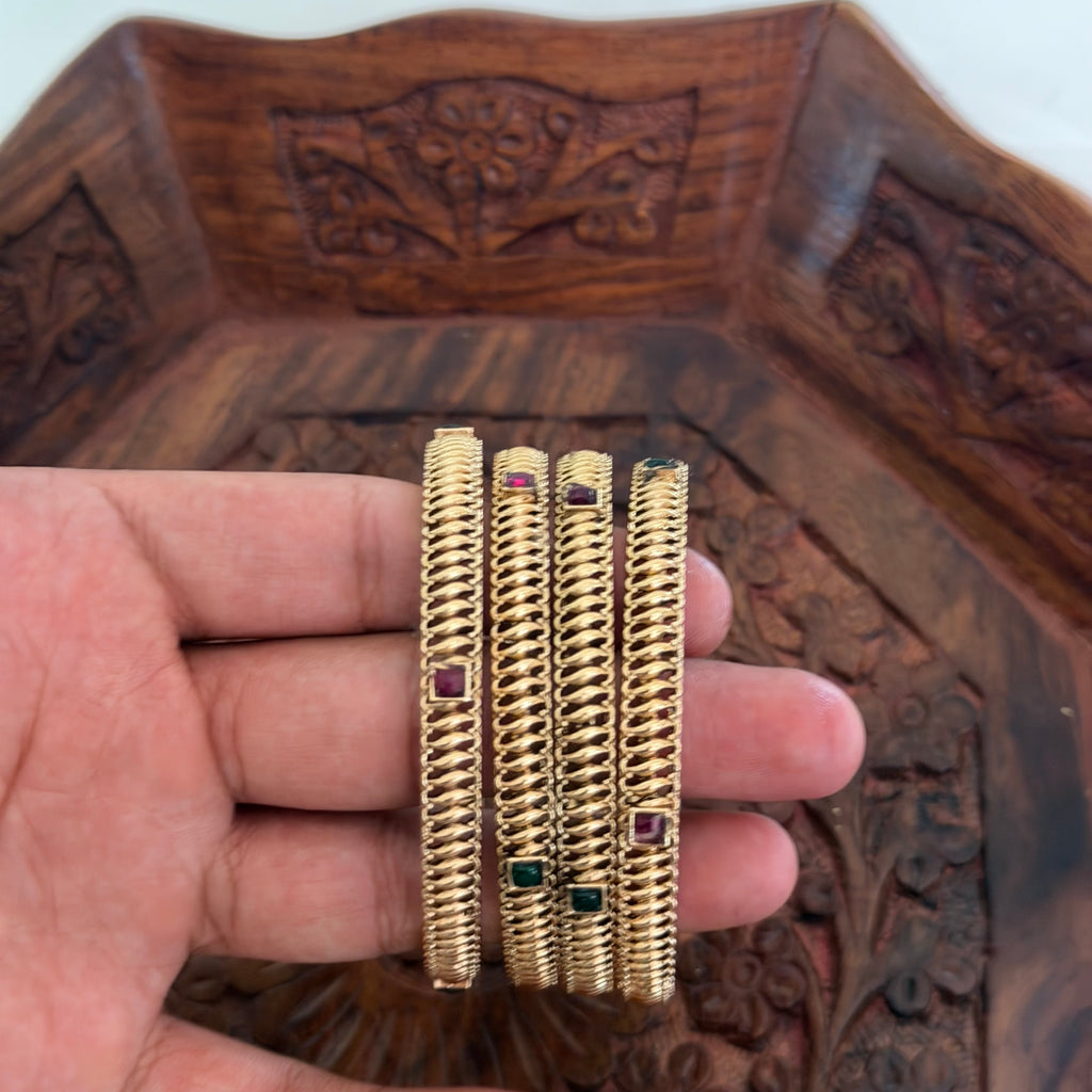 Antique Ruby Green Bangles AB19 Anvika Jewels
