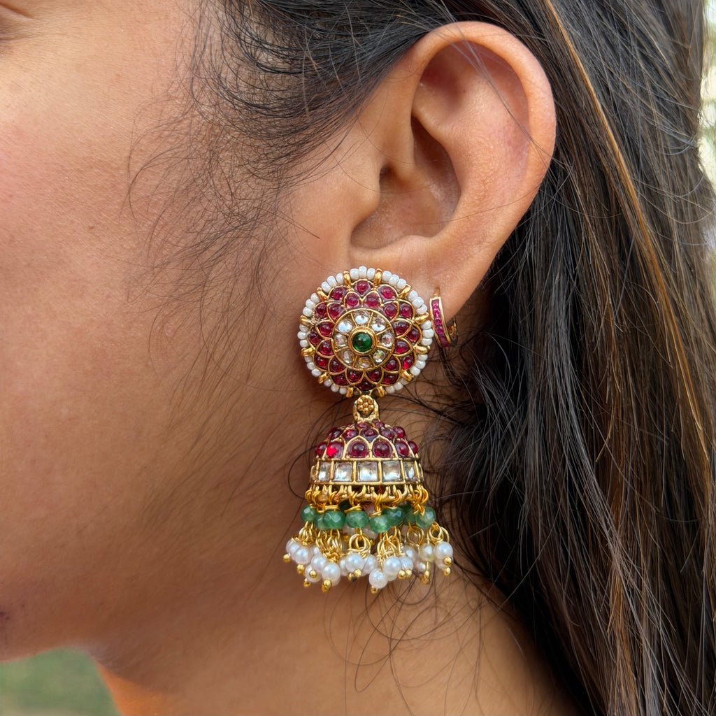 Antique Kundan Ruby Jhumka AJ08 Anvika Jewels