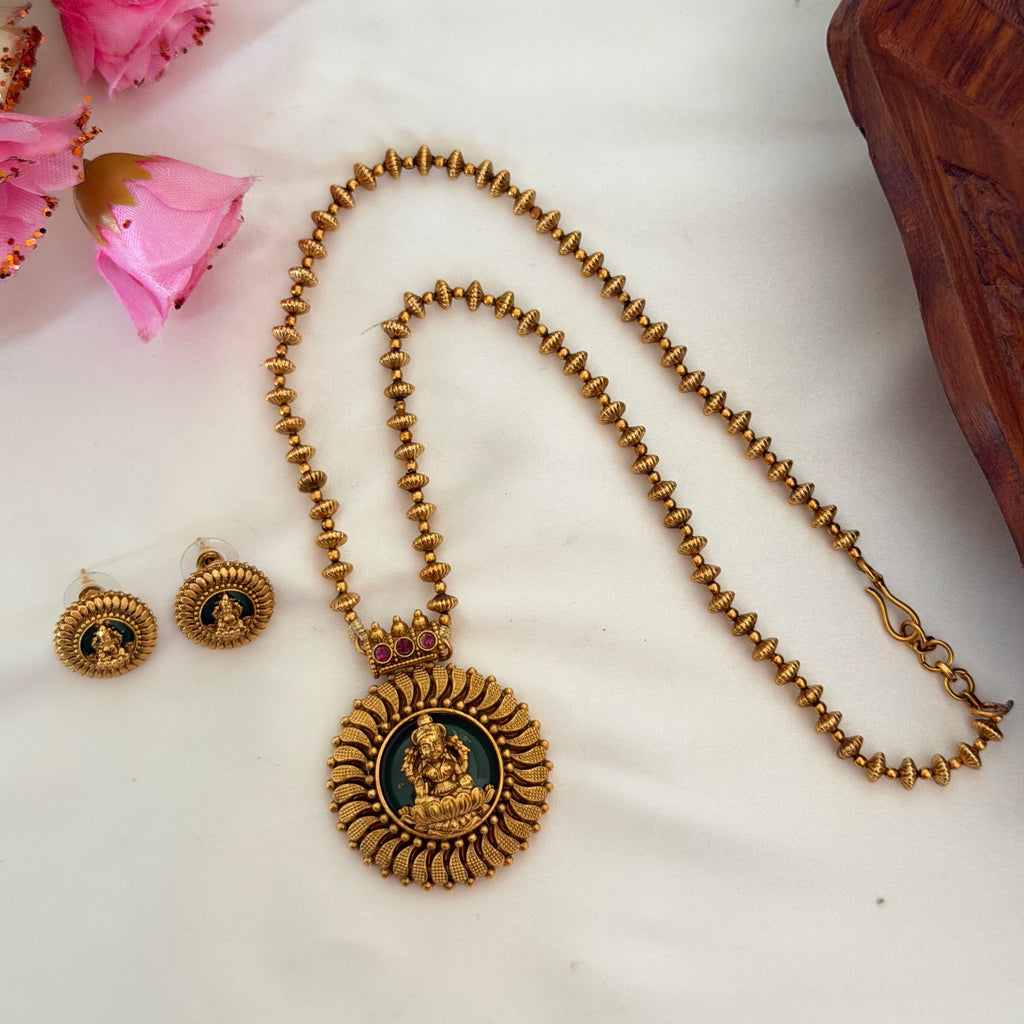 Lakshmi Green Pendant AN143 Anvika Jewels