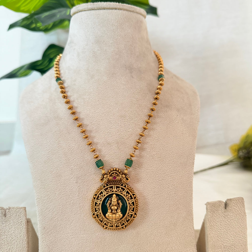 Lakshmi Green Pendant AN141 Anvika Jewels
