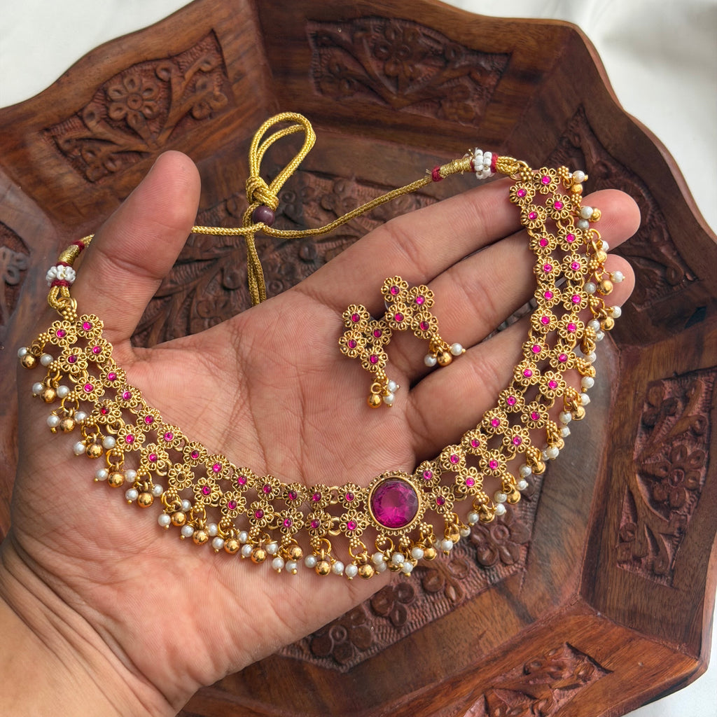 Purple Stone Choker AN292 Anvika Jewels