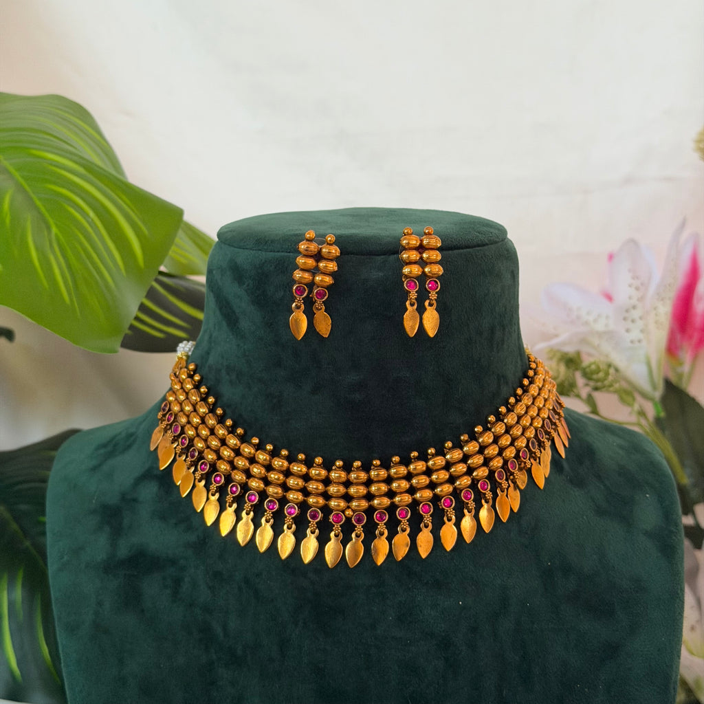 Elakkathali Ruby Necklace AN133 Anvika Jewels