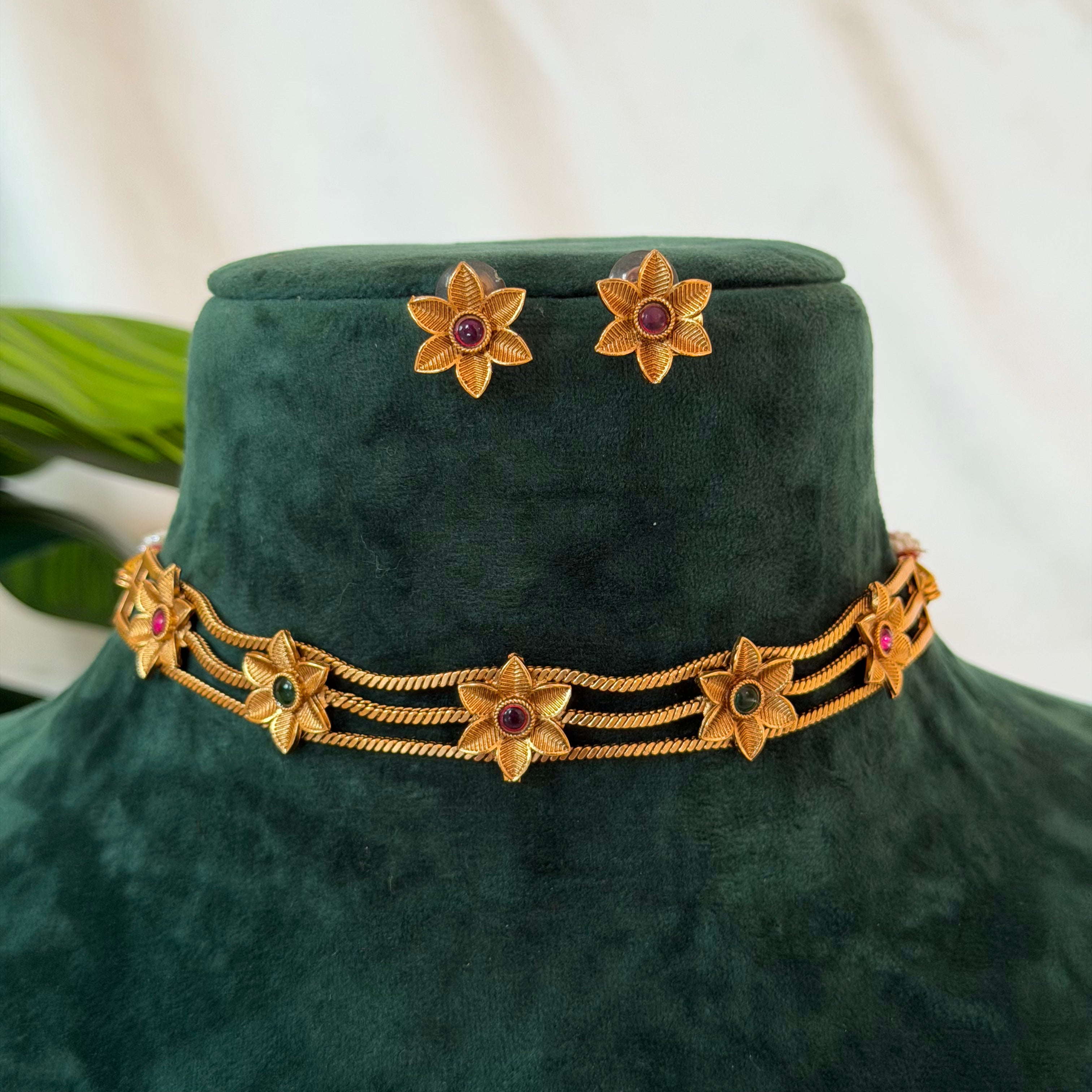 Antique Floral Choker AN25 Anvika Jewels