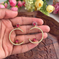 Red Heart Stone Earrings VN10 Anvika Jewels