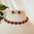 Ruby Floral Necklace AN04 Anvika Jewels