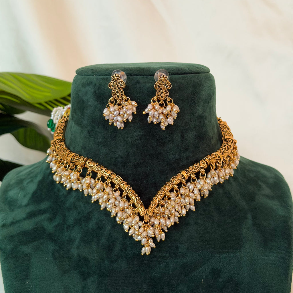 Antique Pearl V-Choker AN07 Anvika Jewels