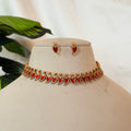 Dual Tone Leaf Drop Necklace AN12 Anvika Jewels