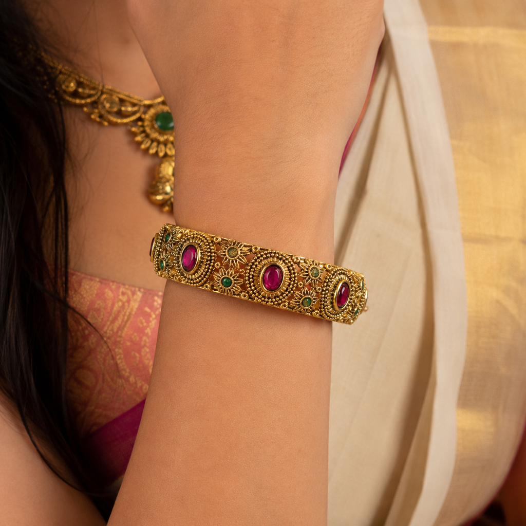 Antique Ruby Green Bangles AB18 Anvika Jewels