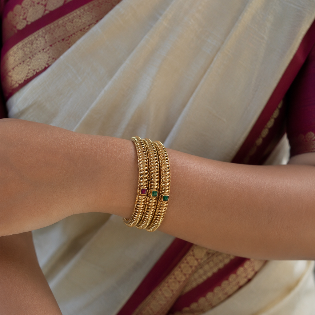 Antique Ruby Green Bangles AB19 Anvika Jewels