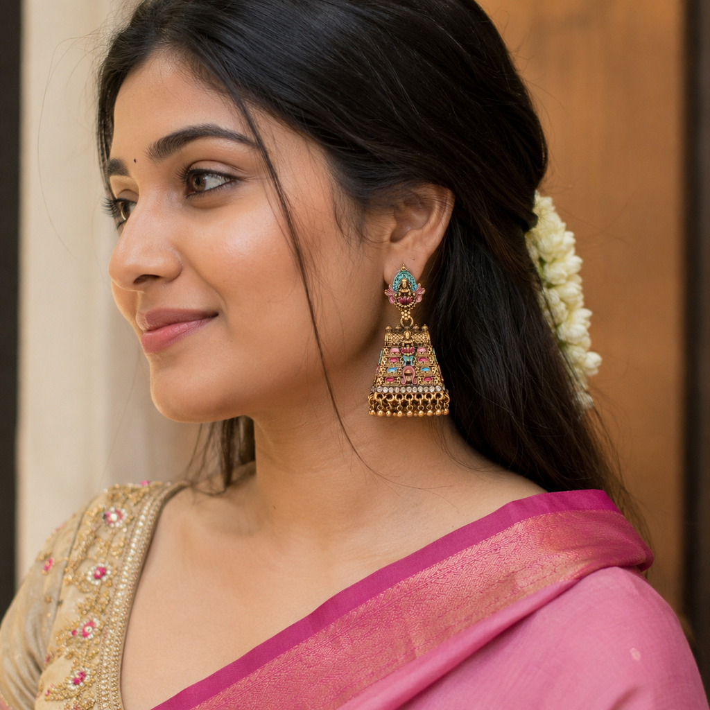 Premium Temple Gopuram Jhumka AB21 Anvika Jewels