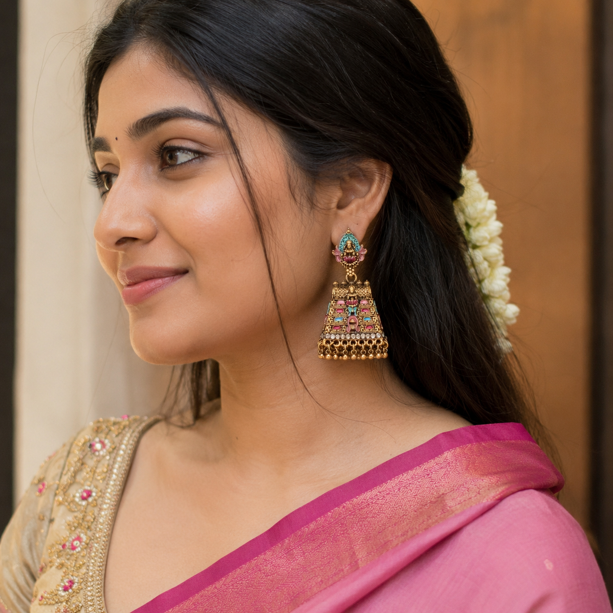 Premium Temple Gopuram Jhumka AB21 Anvika Jewels