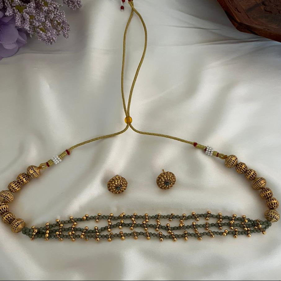 Antique Beaded Choker Necklace Set AN18