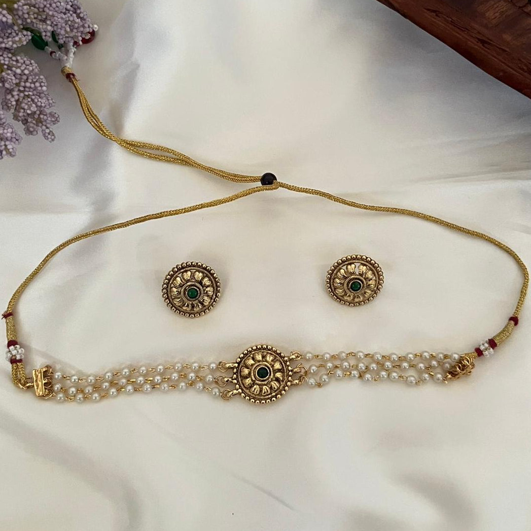 Antique Pearl Choker Set AN03