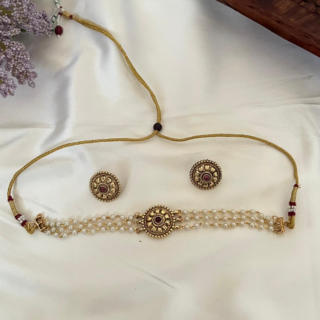 Antique Pearl Choker Set AN03