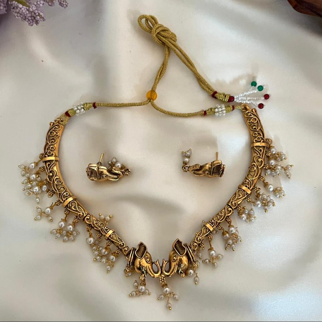 Antique Elephant Temple Choker Set AN28