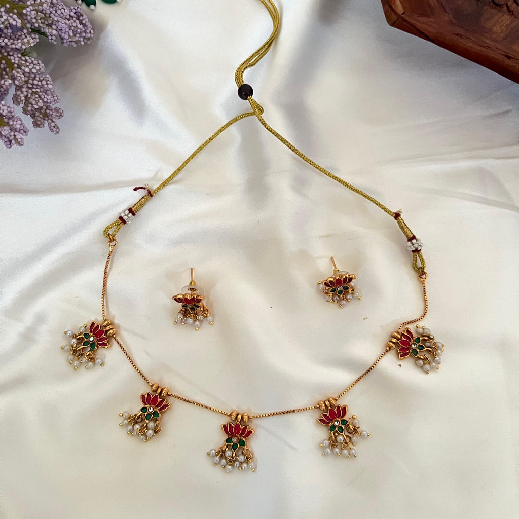 Lotus Pearl Drop Necklace AN06