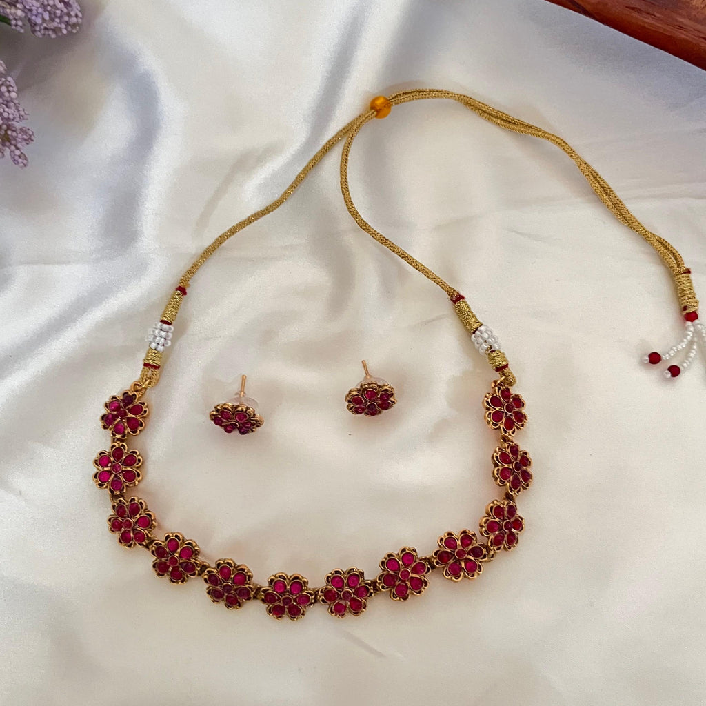Ruby Floral Necklace AN04