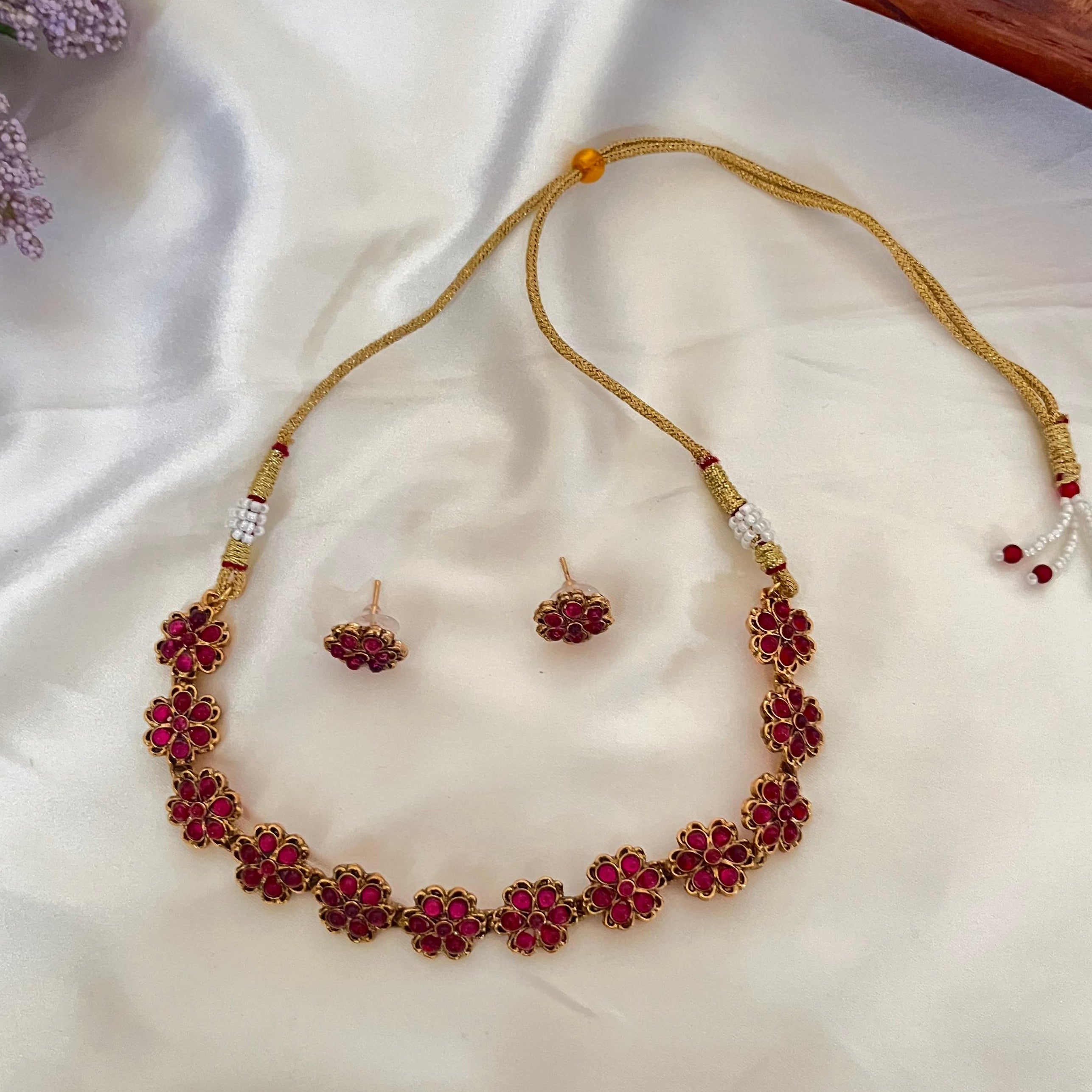 Ruby Floral Necklace AN04