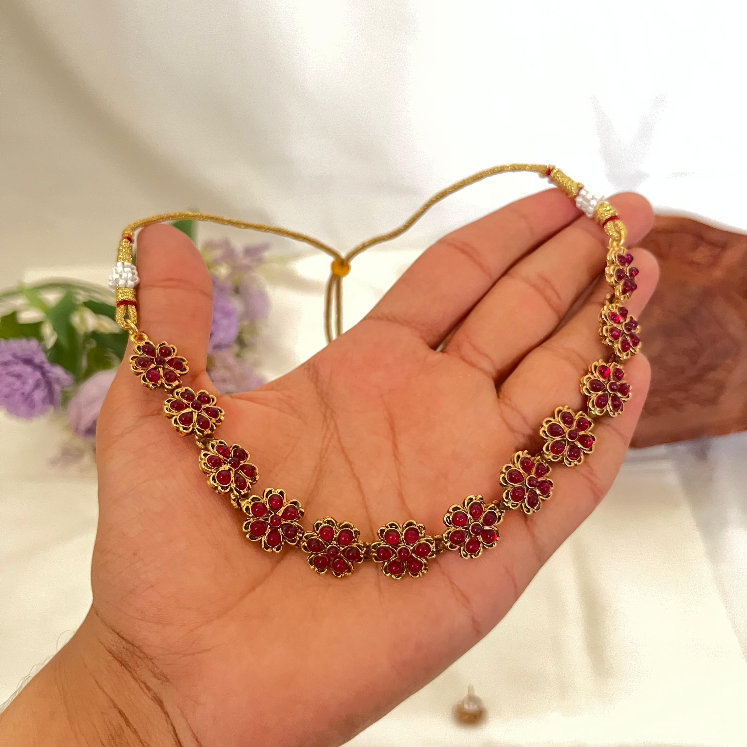 Ruby Floral Necklace AN04